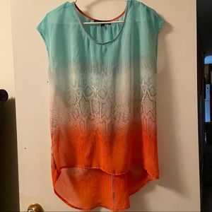 Teal & Orange High-Low top snake skin print